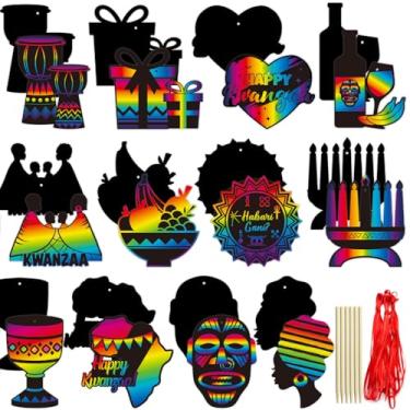 Imagem de Happy Kwanzaa DIY Artesanato Arte de Papel Raspar para Enfeites de Jogos de Festa - Herança Africana Magic Rainbow Paper Scratch Off Cards - Kwanzaa Africano Suprimentos para Festa de Festas de