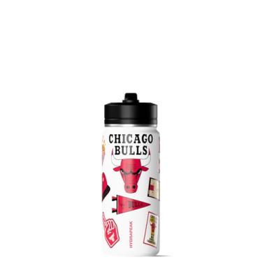 Imagem de Hydrapeak Garrafa de água ativa Chicago Bulls 590 ml oficialmente licenciada pela NBA com tampa e alça reutilizável de aço inoxidável com isolamento de parede dupla, presente esportivo para crianças