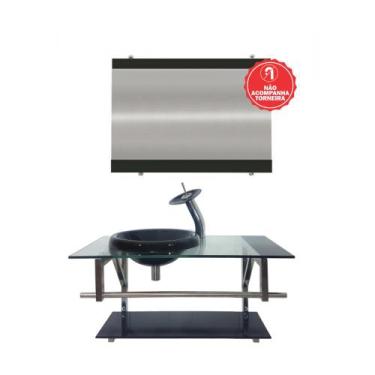 Imagem de Gabinete de Vidro 80cm para Banheiro Letónia - EKASA, Preto