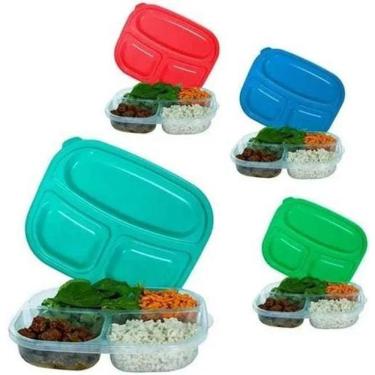 Imagem de 10X Pote Para Alimento, Marmita, 3 Divisórias - Kit Com 6
