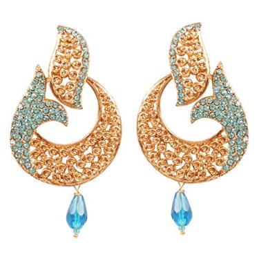 Imagem de Brincos de joia de cristais austríacos de peixe curvo de Bollywood indiano Touchstone para mulheres