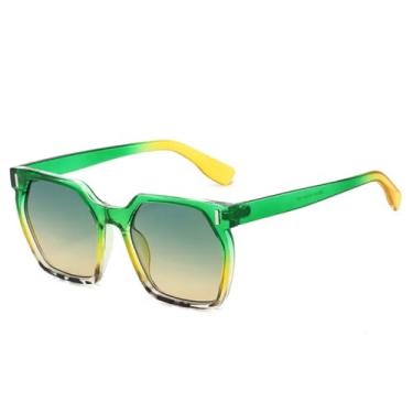 Imagem de Óculos de sol da moda femininos, armação retrô degradê, rebites, uv400, masculino (verde)