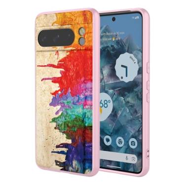 Imagem de OEURVQO Capa artística para Google 8 Pro, capa de silicone líquido de toque macio com forro fofo, compatível com carregamento sem fio, capa protetora para Google Pixel 8 Pro, aquarela rosa
