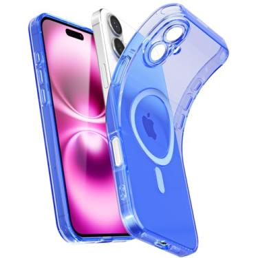Imagem de Svanove Capa magnética transparente para iPhone 16 Plus, compatível com Magsafe Slim Thin Transparente Mag Safe Case para mulheres, meninas, fofa, brilhante, fluorescente, de silicone macio com capa