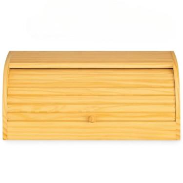 Imagem de Porta Pão Grande Madeira - Com Tampa Retrátil Mantém o Pão Fresco e Crocante Design Natural para Cozinha