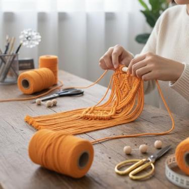 Imagem de Cordão de macramê 3 mm x 100 jardas corda de algodão colorido para pendurar na parede, decoração de casa, cabides de plantas (dourado)