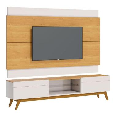 Imagem de Rack Com Painel Classic 2g 1.8 Com Led Nature Com Off White - Imcal Móveis