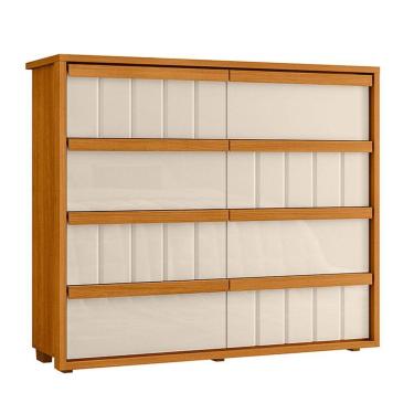 Imagem de Cômoda Tarsila 100% Mdf Ripado 8 Gavetas - 7 Decor Cinamomo E Off White