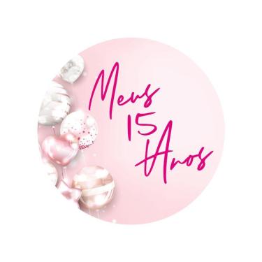 Imagem de Adesivos Personalizados Meus 15 Anos 5x5cm Rosa