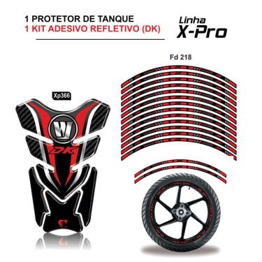 Imagem de Combo Protetor Adesivo Tanque E Aro Moto Haojue Dk 150 Vermelho Vermelho