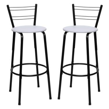 Imagem de Banqueta Altas Flórida Estrutura Preta 70cm Para Balcão Cozinha, Bar, Bistrô, Americano Kit 02 Unidades - Itagold (Branco)
