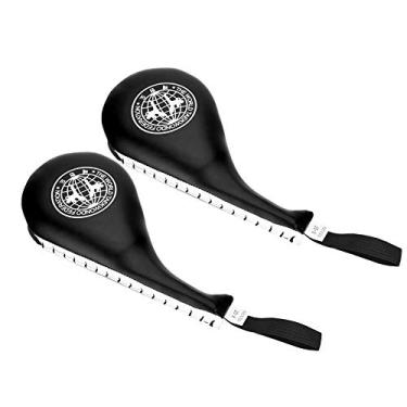 Imagem de Cryfokt Taekwondo Kick Pad Portátil Absorvente de Choque Leve Karatê Kick Boxe Adequado para Adultos Crianças Vermelho Preto 1 Par Academia Casa (#3)