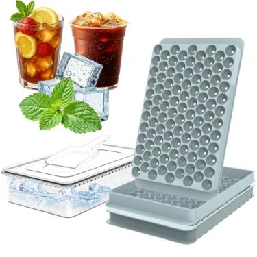 Imagem de Kit 2 Formas De Gelo Com Tampa, Gelo Bola E Gelo Esférica 104 Cubos, Flexível E Livre De BPA, Para Papinha, Gelatina, Café, Suco, Whisky E Bebidas