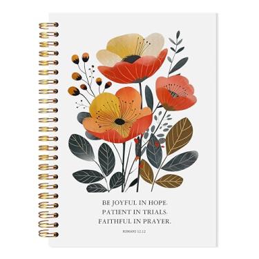 Imagem de LADOCK Caderno cristão floral boho, diário de romanos 12:12 versículo da Bíblia, caderno espiral de escrituras religiosas, diário de oração para mulheres, presentes religiosos cristãos para mulheres