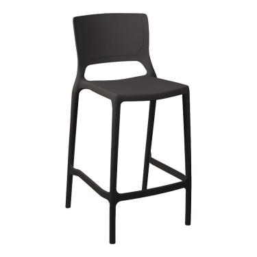 Imagem de Banqueta Alta Cozinha Grafite Empilhável Urano Em Polipropileno Acrilys