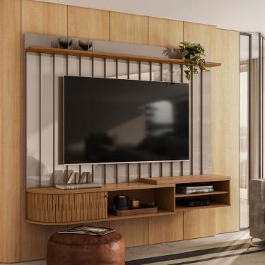 Imagem de Painel Tv 75 Pol 207cm Bancada Suspensa Para Sala Elvano M20 - D'rossi Fendi E Naturale