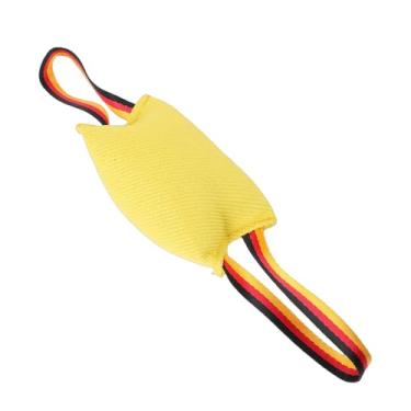 Imagem de HEEPDD Brinquedo para Puxar Cachorro, Travesseiro de Juta para Mordida de Cachorro, Brinquedo Com 2 Alças Fortes, Tecido à Prova de Rasgos Com Design Portátil para Brincadeiras Ao Ar (YELLOW)