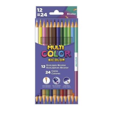 Imagem de Lápis De Cor Multicolor Bicolor - 12 Embalagens com 12 Lápis com 24 Co