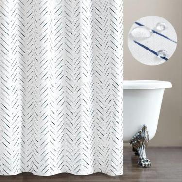 Imagem de Cortina de Ducha Jinchan Extra Larga Azul/Blanca 178x213 cm de Tela