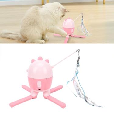 Imagem de Tnfeeon Brinquedo Provocador de Gato de Penas, Dispensador Elétrico de Plástico Seguro e Giratório Irregular de Vários Modos para Gatos Grandes, Médios e Pequenos