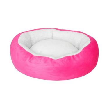 Imagem de Caminha Redonda Pets Cães e Gatos Macia 50x50 cm Quente Confortável Cama Pet Com Pelinho(PINK)
