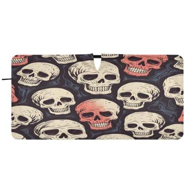 Imagem de CEBUGI Para-brisa de carro dobrável Sombra de sol caveiras de açúcar persianas de janela de carro guarda-chuva dianteiro para-brisa para-sol para acessórios de carro legal bloqueador solar refletivo