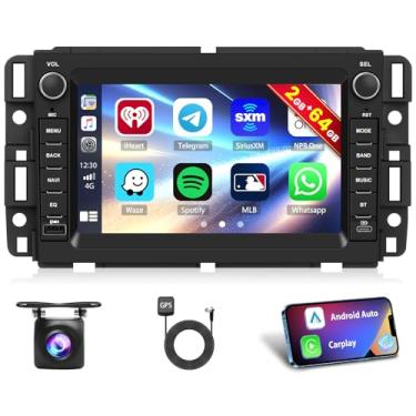 Imagem de Estéreo automotivo Android 15 2+64G para Chevy Chevrolet Silverado Tahoe 2007-2014, GMC Siera Yukon 2007-2014 com carro sem fio CarPlay Android Auto, tela sensível ao toque HD de 7 polegadas com GPS