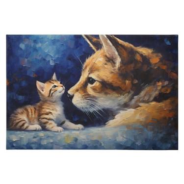 Imagem de CEBUGI Tapete de área 60 x 90 cm, macio, lavável, antiderrapante, com suporte de borracha, dois gatos, para sala de estar, quarto, decoração de casa