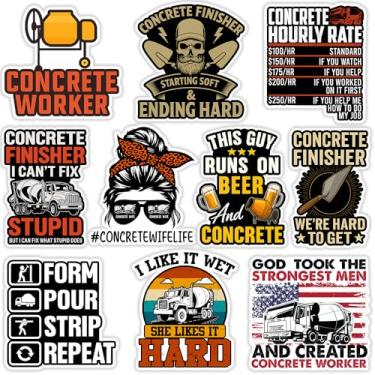 Imagem de SODAVA Adesivo engraçado de trabalhador de concreto – 10 peças de adesivos de vinil de 7,5 cm para trabalhadores de construção, acabamento de concreto, humor de misturador de cimento, decalques à