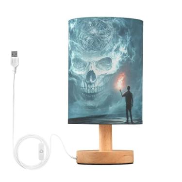 Imagem de Joisal Luminária de leitura crânio com mesa de cabeceira Wanderer, abajur de mesa pequeno abajur amigável para os olhos, lâmpadas pequenas para sala de estar, reforma da casa