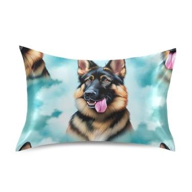 Imagem de Pastor alemão animal padrão queen king size fronhas de cetim para cama refrescante de cabelo presentes de vida saudável tamanho king size 101,6 cm x 50,8 cm