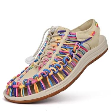 Imagem de Sandálias esportivas de corda para homens, sapatos de pescador, sandálias de praia masculinas feitas à mão, confortáveis e leves, multicor, 38