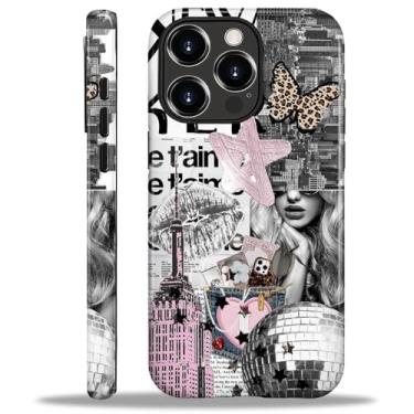 Imagem de ZHEGAILIAN Capa para iPhone 16 Pro, proteção contra quedas durável de silicone à prova de choque + capa protetora híbrida de policarbonato rígido 2 em 1 com design de padrão elegante - Colagem de