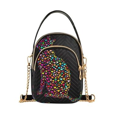 Imagem de Joisal Bolsa tiracolo antifurto com folha de bordo de coruja, bolsas femininas modernas pequenas, Gatos decorativos coloridos, 15*21*8cm