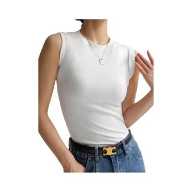 Imagem de Camiseta Sem Mangas Colorida Para Mulheres, Regata Com Decote Redondo 