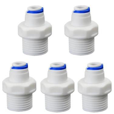 Imagem de Rosca macho de 1/5.1 cm para tubo de 1/10.2 cm adaptador de conexão rápida, encaixe de tubo de plástico push-fit para sistemas de filtro de água de osmose reversa RO, dispensadores de bebidas