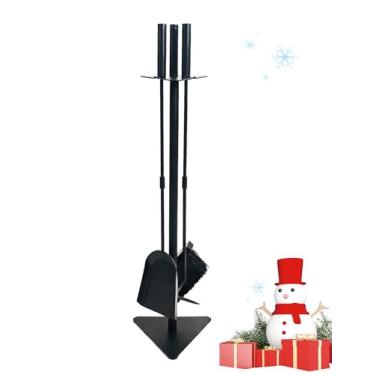 Imagem de Tomersun Conjunto de ferramentas de lareira pequeno de 58 cm para uso interno, 4 peças, ferramentas de lareira com pôquer de lareira, pá, vassoura, suporte de ferramentas de lareira