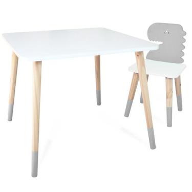 Imagem de Kit Mesa e Cadeira Infantil Dinossauro Cinza 2 - Eita Casa Perfeita