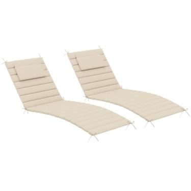 Imagem de Sundale Outdoor Conjunto de 2 almofadas acolchoadas Olefin, espreguiçadeira dobrável para pátio, resistente à água, com alças bege, 183 x 53 cm