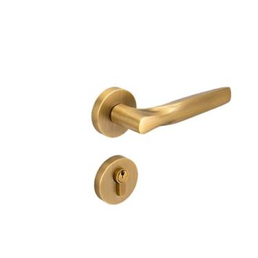 Imagem de Fechadura de porta interior bronze latão silencioso magnético doméstico dividido maçaneta de porta de madeira (ouro, sucção magnética)