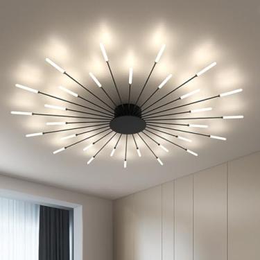 Imagem de Lustre de teto LED moderno, dimerizável, com 42 lâmpadas, cúpula de acrílico, ideal para sala de jantar, quarto e sala de estar. Temperatura de cor: 3000-6000K. Efeito fogos de artifício (pr