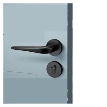 Imagem de Fechadura de porta para quarto sólido para casa silenciosa maçaneta de porta interna de madeira (preto)
