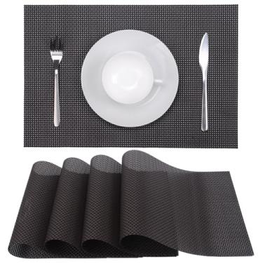 Imagem de Zupro Jogo americano conjunto de 4 para mesa de jantar de cozinha, tapetes de mesa trançados laváveis resistentes ao calor, tapetes de vinil de PVC tecido antiderrapante para uso diário ou churrascos