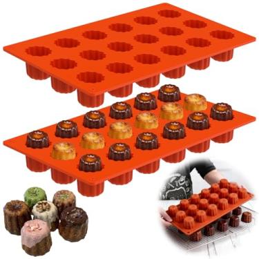 Imagem de 2 formas de silicone para bolo, molde antiaderente de 18 cavidades, molde de sabão faça você mesmo, molde de muffin de cilindro redondo para fazer mini bolos, geleias, copos de sorvete, pudim