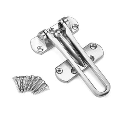 Imagem de Domary Trava Resistente da Fechadura da Porta Segurança do Guarda de Segurança Liga de Zinco para a Porta do Hotel Em Casa Apropriada para o Apartamento (Fivela grande anti-roubo em aço escovado)