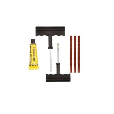 Imagem de Kit Reparo de Pneus para Carro e Moto – Escariador de Ferro com Punho Plástico + 3 Macarrões Reparo Rápido + Aplicador