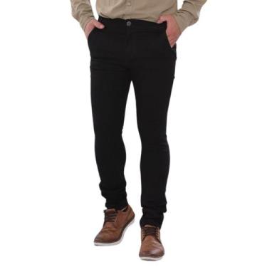 Imagem de Calça Preta De Sarja Masculina Bolso Faca/embutido C/ Lycra - Btxmoda&