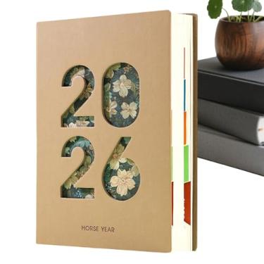 Imagem de Planner Semanal 2026,Agenda A5 Com Grosso E Capa De Couro PU - Livro De Planejamento Mensal 2026 | Para Planeamento Académico, Compromissos, Casa, Escritório, Escola E Viagens