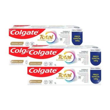 Imagem de Kit 2 Cremes Dentais Colgate Total Original Mint Prevenção Ativa 180g 