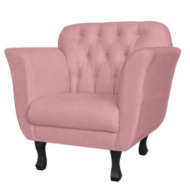 Imagem de Poltrona Decorativa Helena Pés Luís XV Suede Rosê - DS Estofados